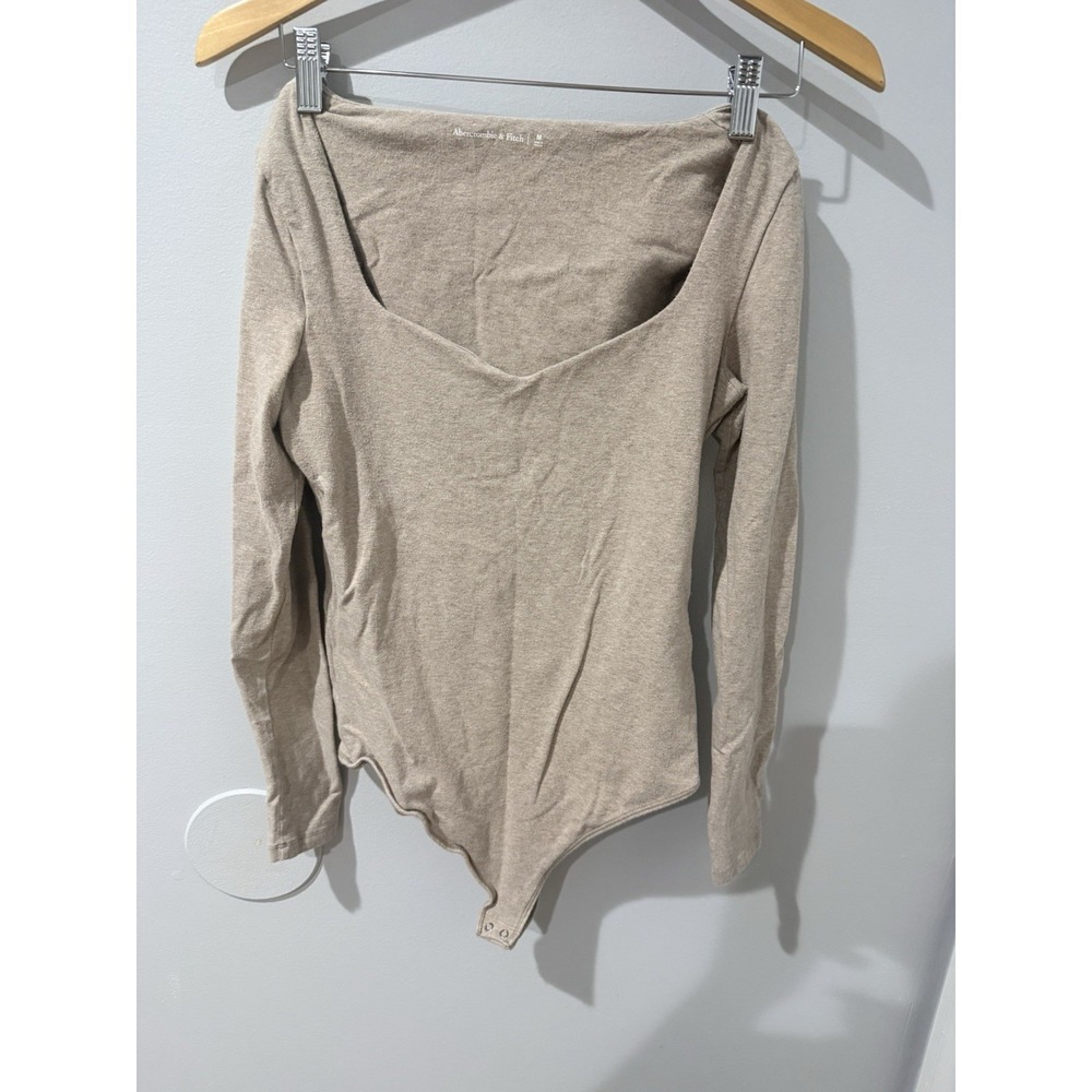Abercrombie & Fitch Women's Long Sleeved Body Suit Beige Sz M R
